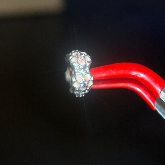 Pandora Pink Enamel Cz Flower Spacer Charm - Picture 5 of 5